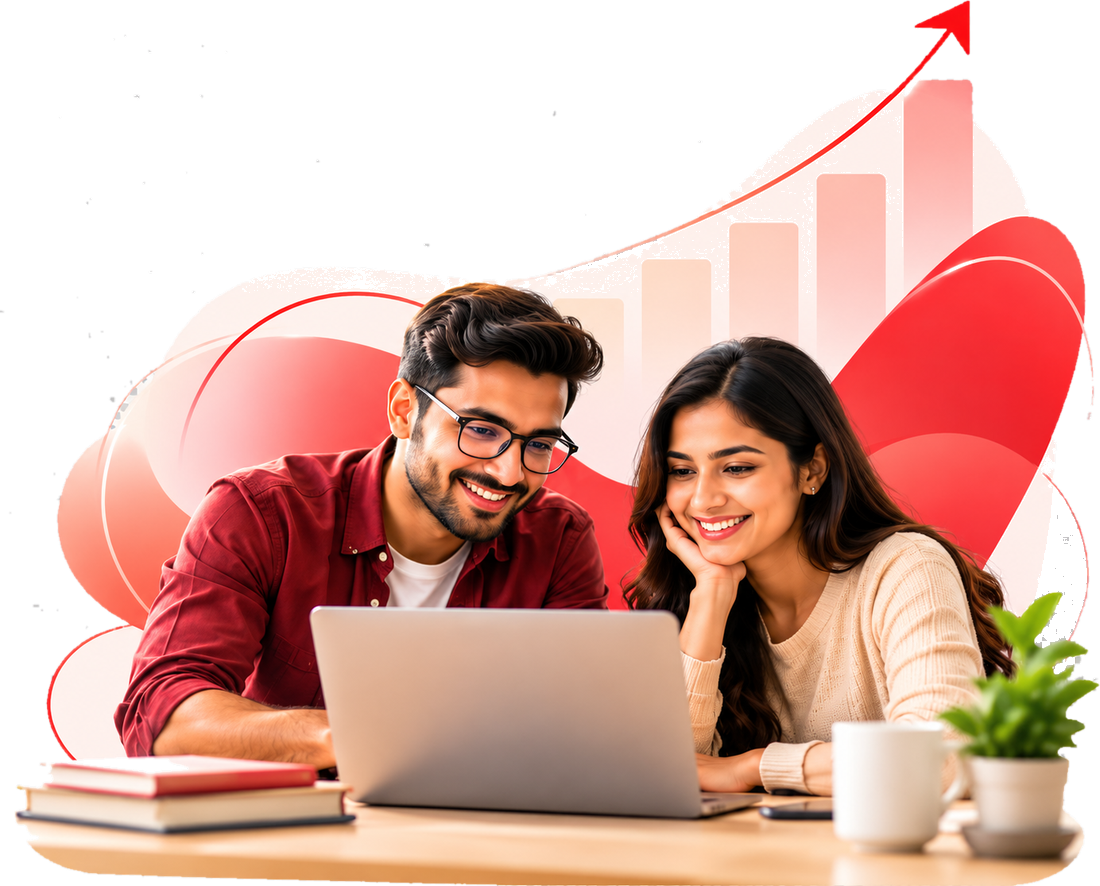 A tutor and a learner studying together on a laptop